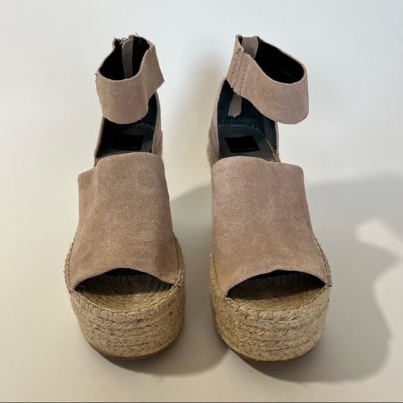 NEW Dolce Vita Suede Espadrille Wedges Taupe Grey 8.5 - Picture 4 of 16